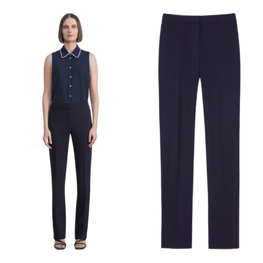 Lafayette 148 Stretch Wool Barrow Trouser Pants Navy 2